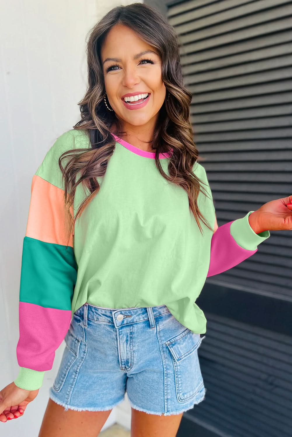 Oversized green colorblock top - Love Salve 