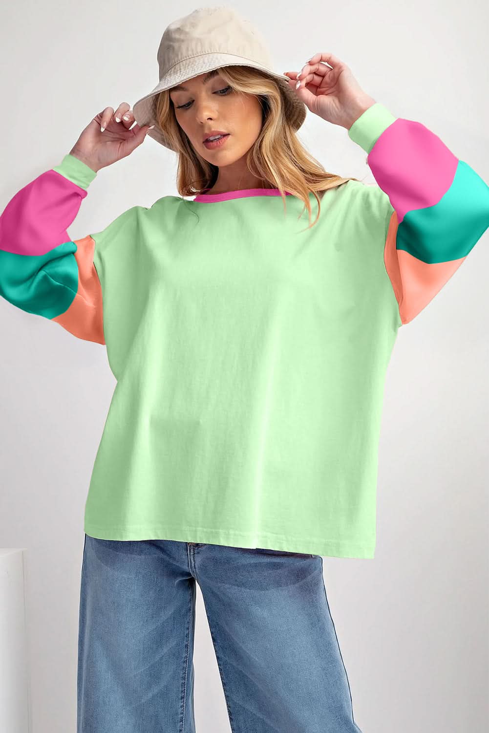 Oversized green colorblock top - Love Salve 