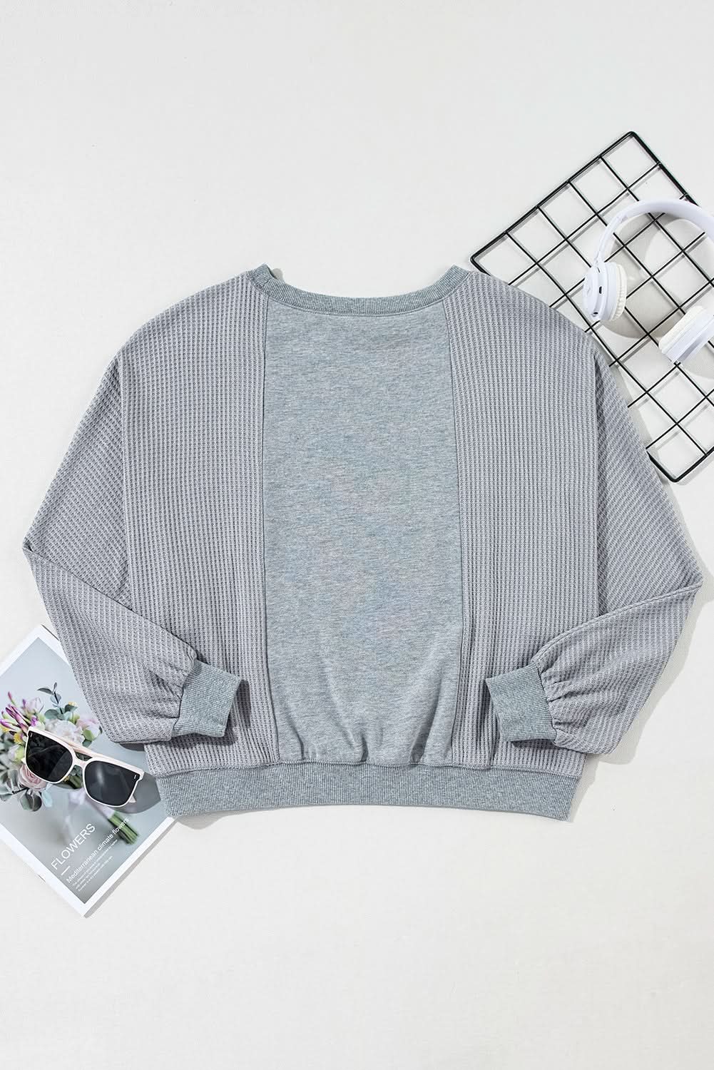 Light grey waffle pullover top - Love Salve 