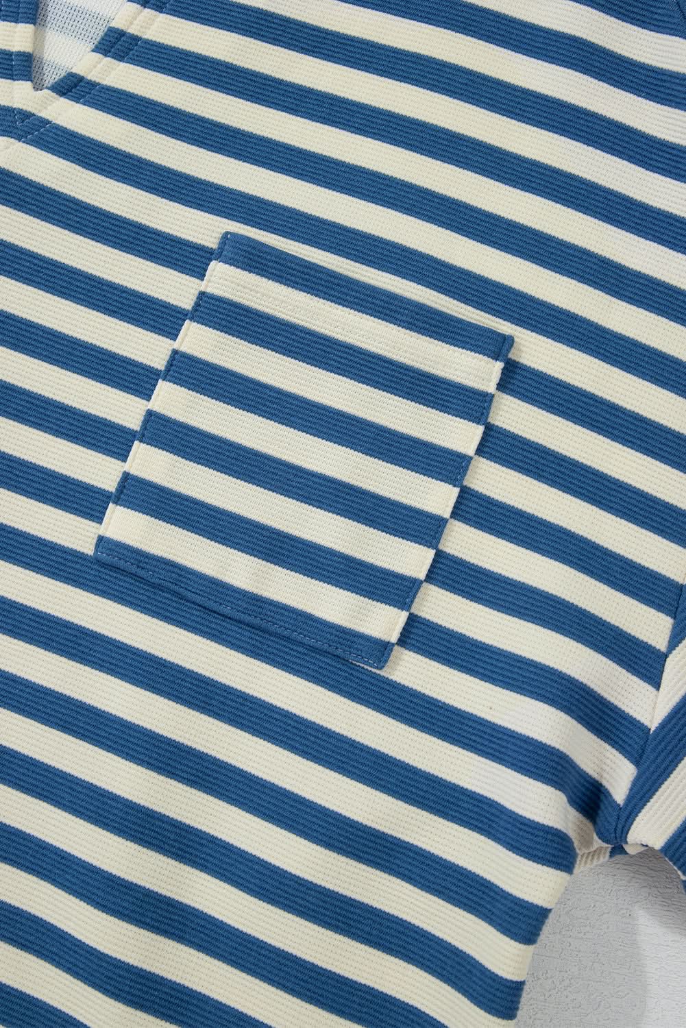 Sky Blue Striped V-Neck Top - Love Salve 