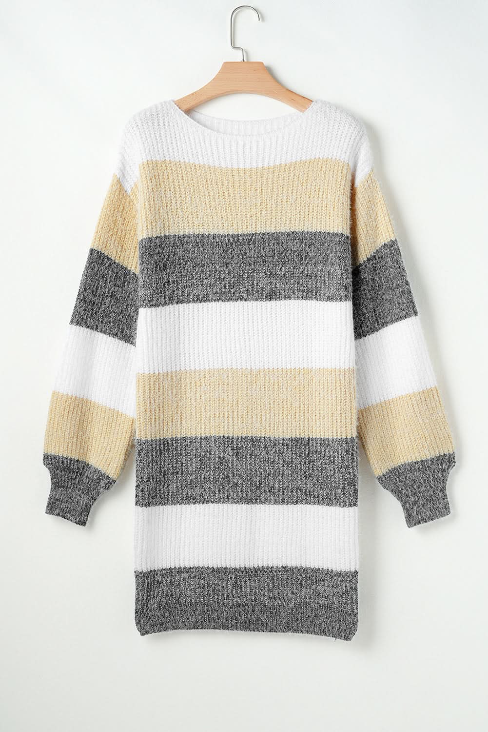 Colorblock bubble sleeve sweater dress - Love Salve 