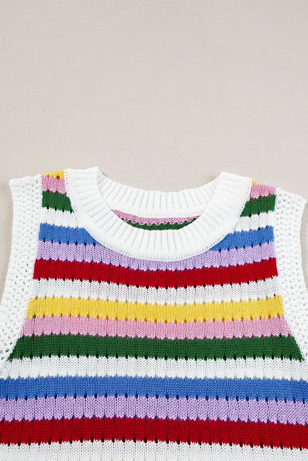 Vibrant striped knitted vest with eyelet detail - Love Salve 