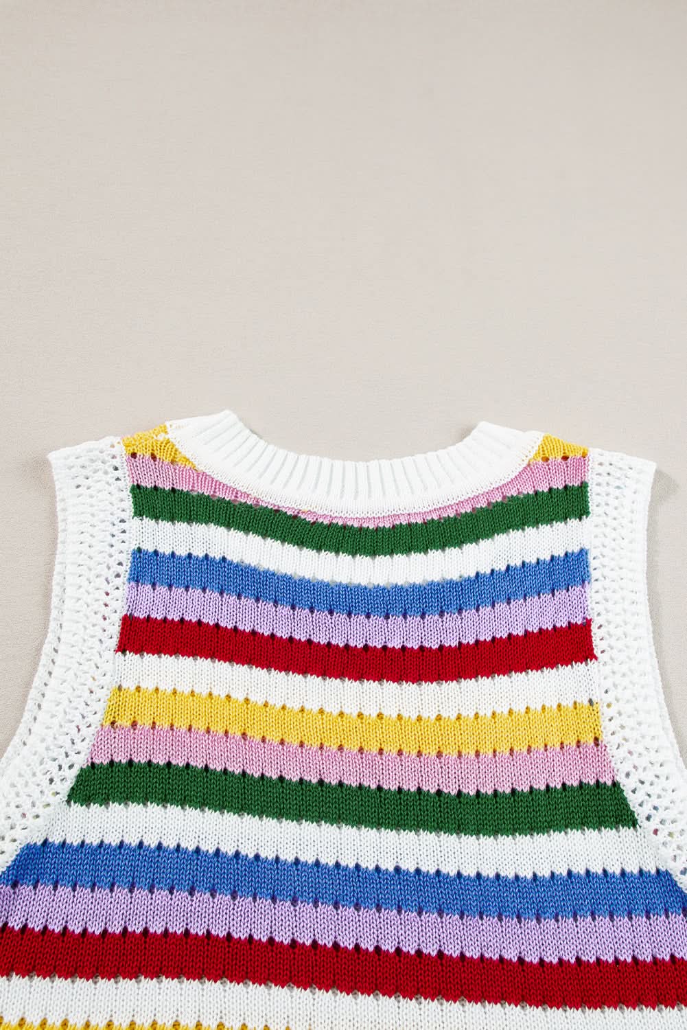 Vibrant striped knitted vest with eyelet detail - Love Salve 