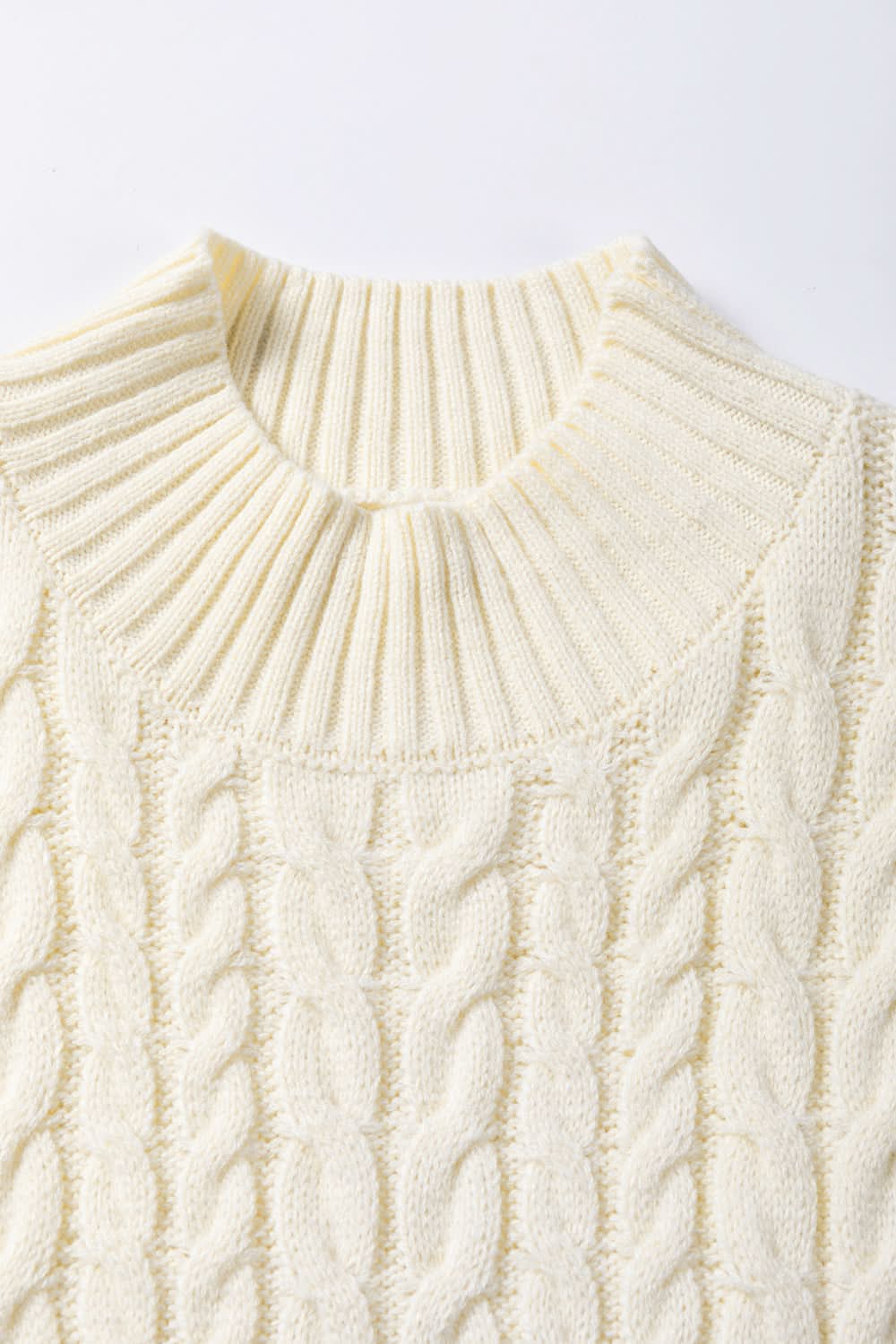 Oatmeal Cable Knit High Neck Sweater Vest - Love Salve 