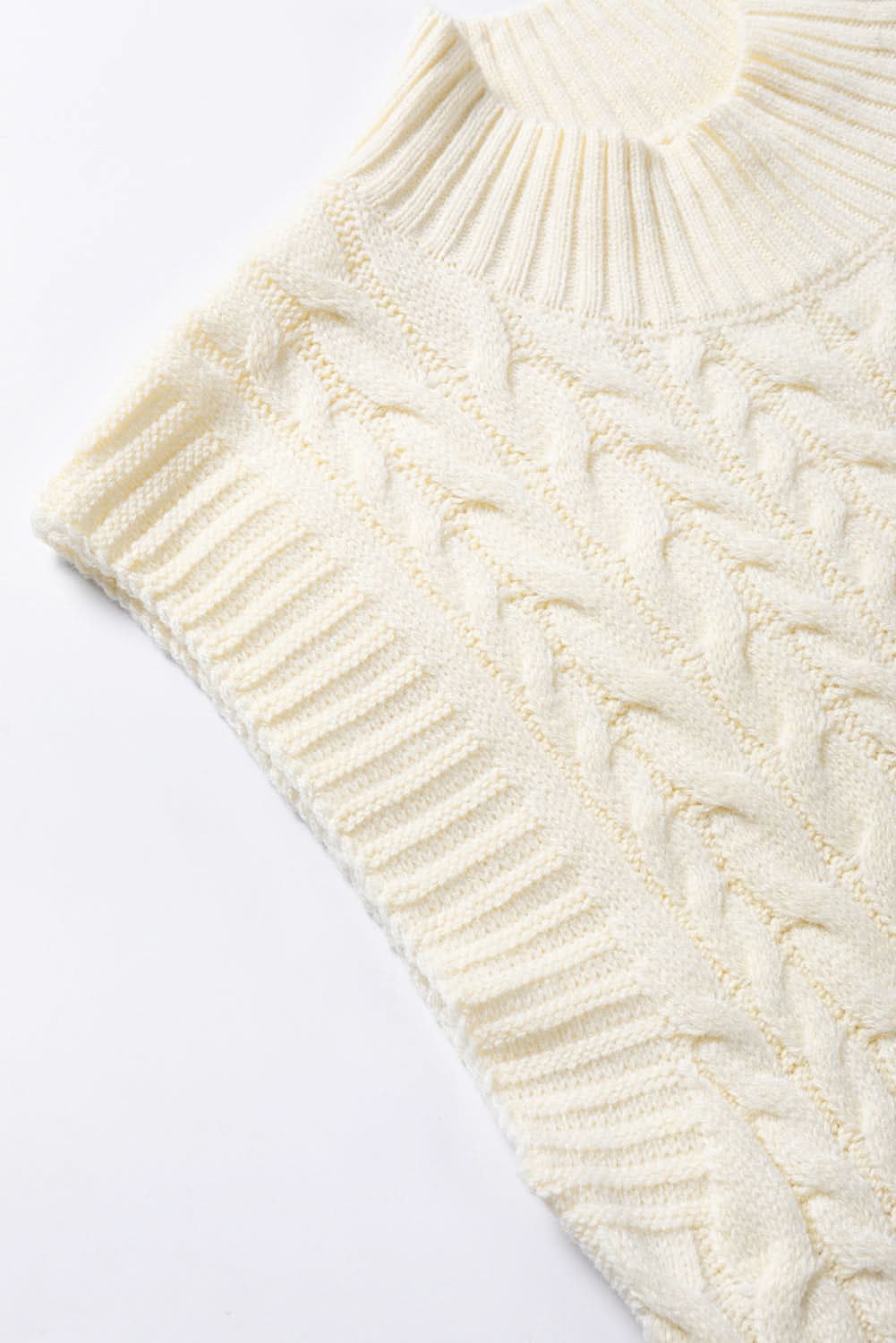 Oatmeal Cable Knit High Neck Sweater Vest - Love Salve 