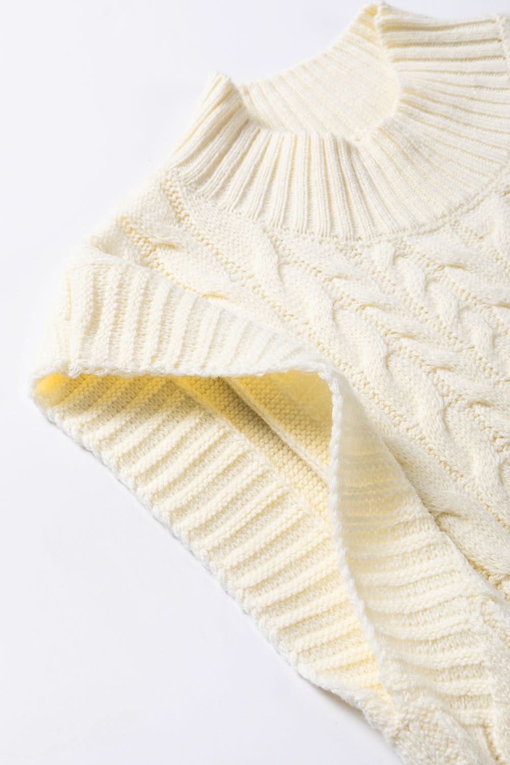 Oatmeal Cable Knit High Neck Sweater Vest - Love Salve 