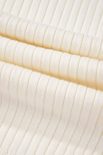 Chic white ribbed high neck sweater vest - Love Salve 