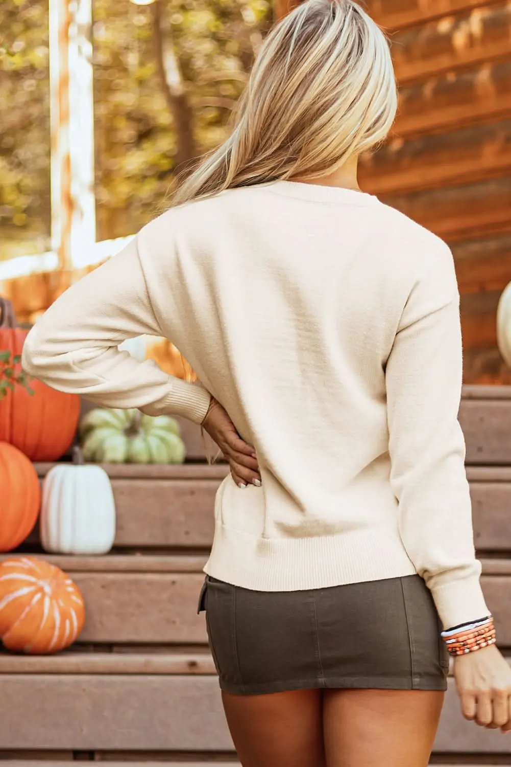 Cozy apricot "Boo" sweater - Love Salve 