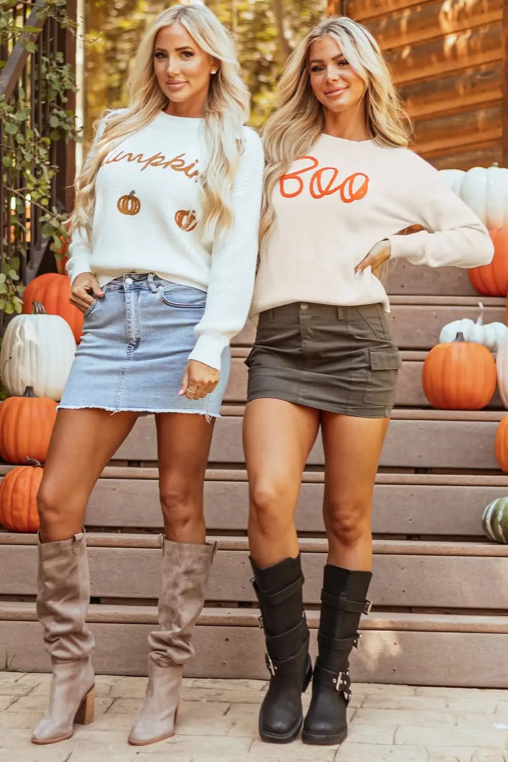 Cozy apricot "Boo" sweater - Love Salve 