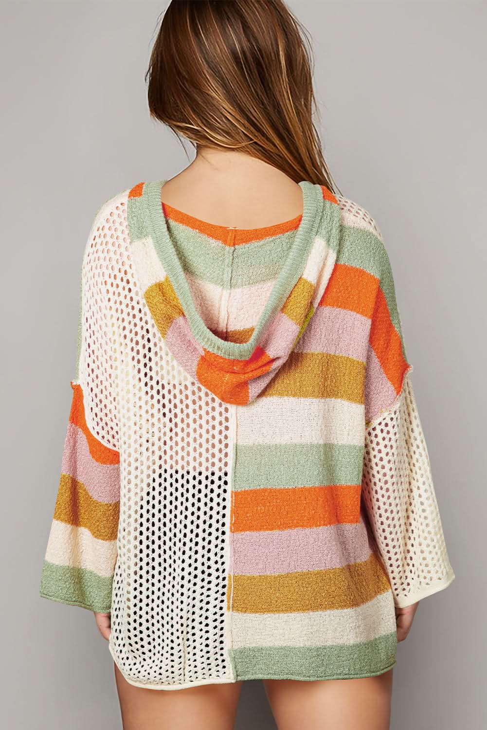 Beige colorblock oversized hoodie - Love Salve 