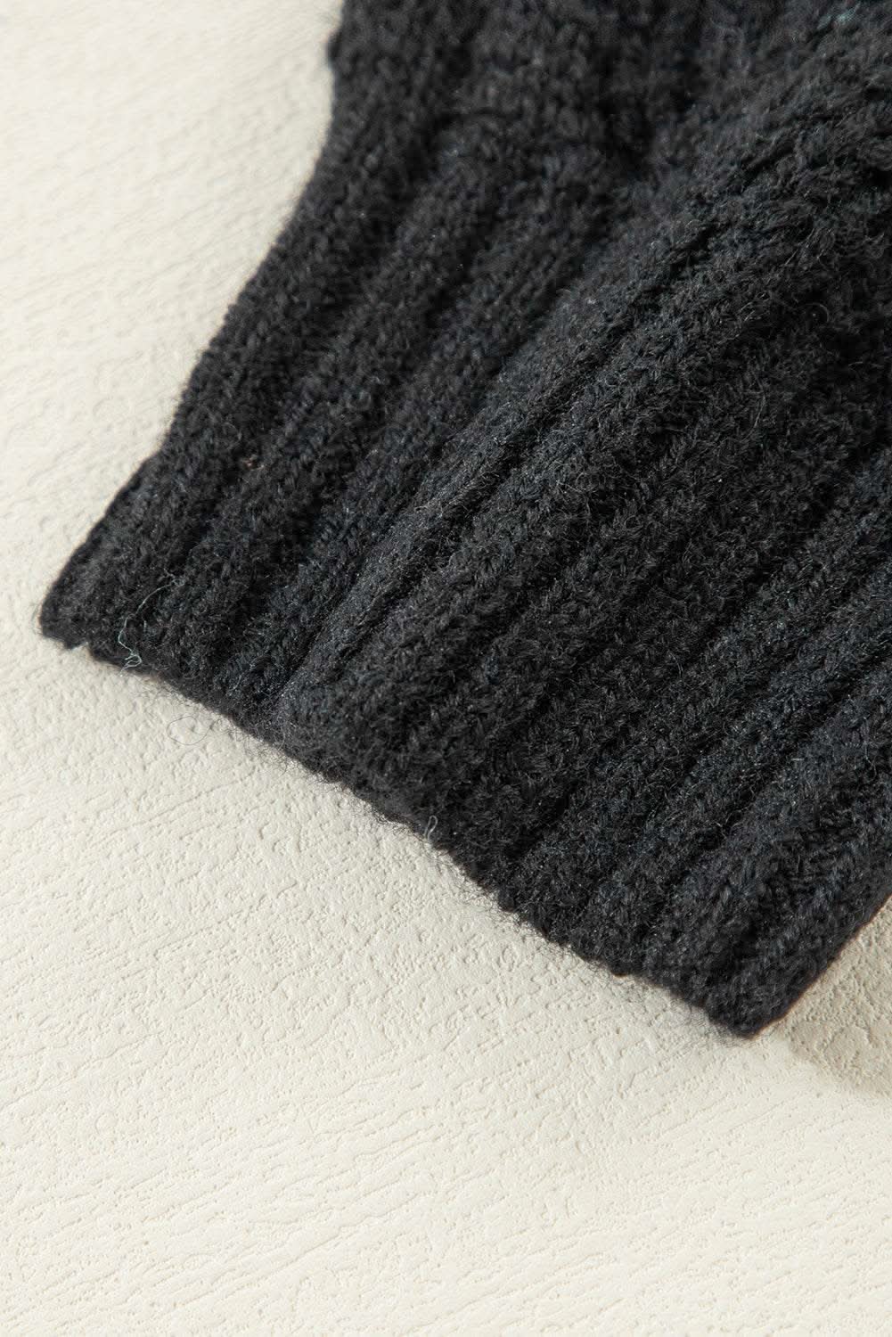 Chic black hollow knit v-neck sweater - Love Salve 
