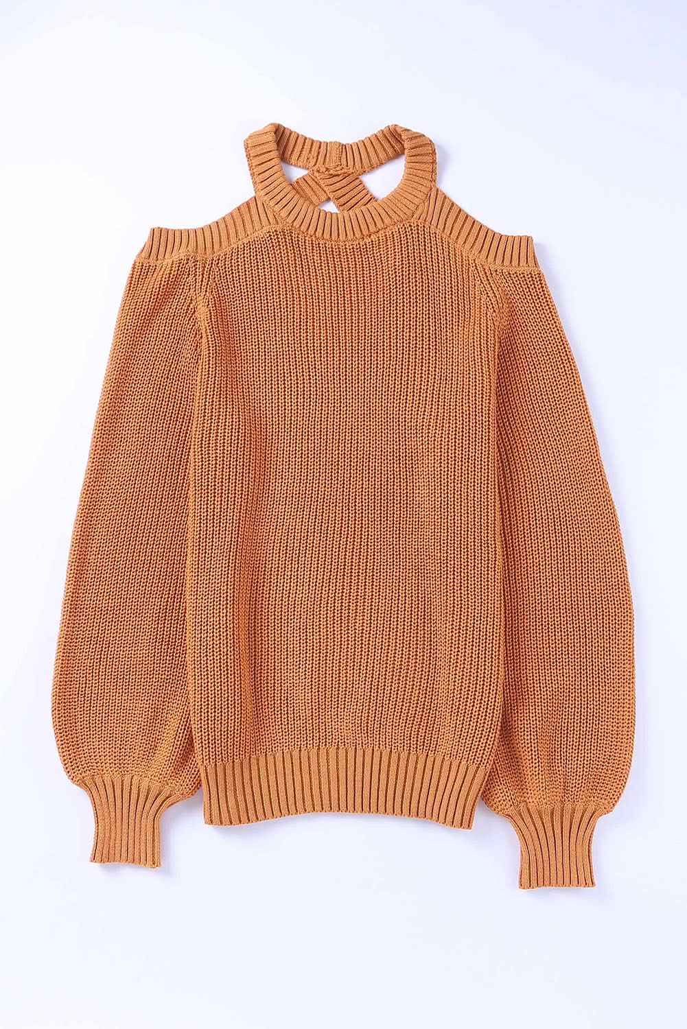 Chic cold shoulder sweater - brown - Love Salve 