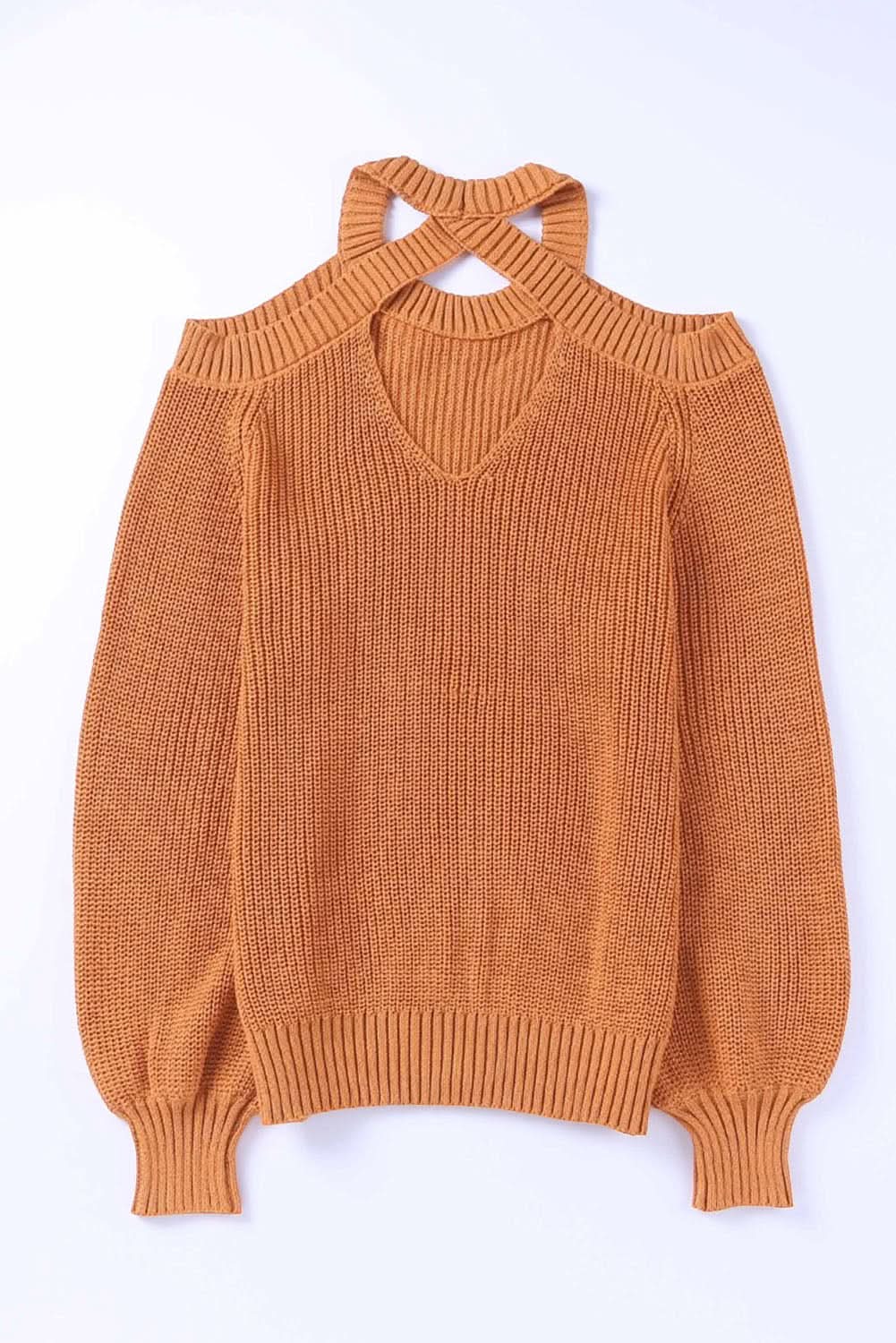 Chic cold shoulder sweater - brown - Love Salve 