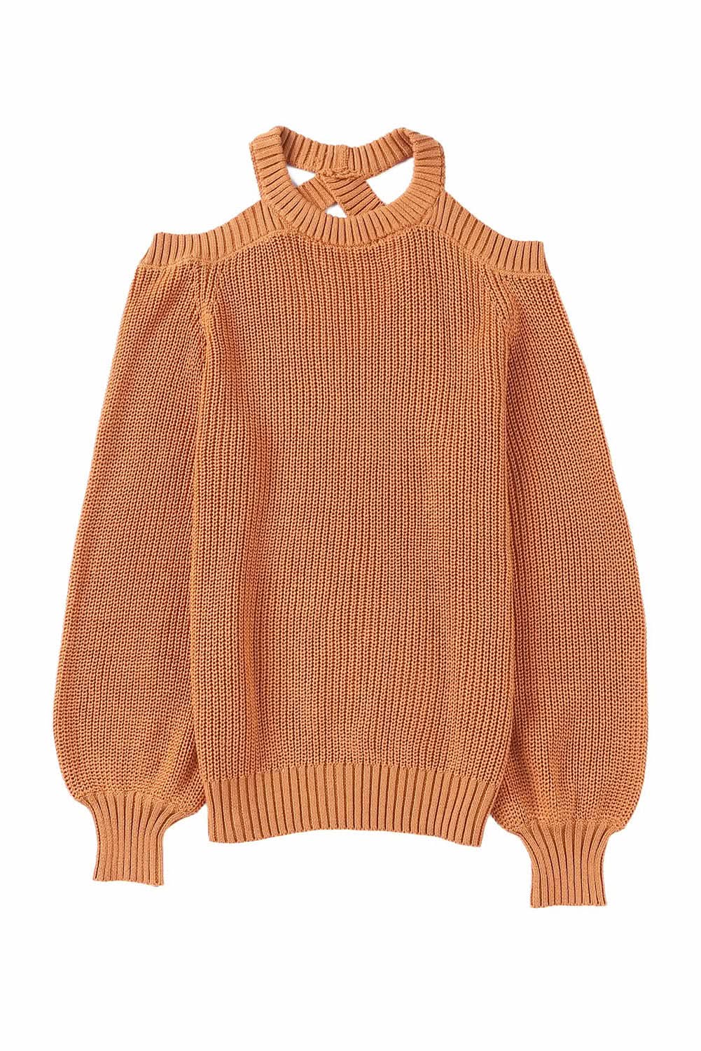 Chic cold shoulder sweater - brown - Love Salve 