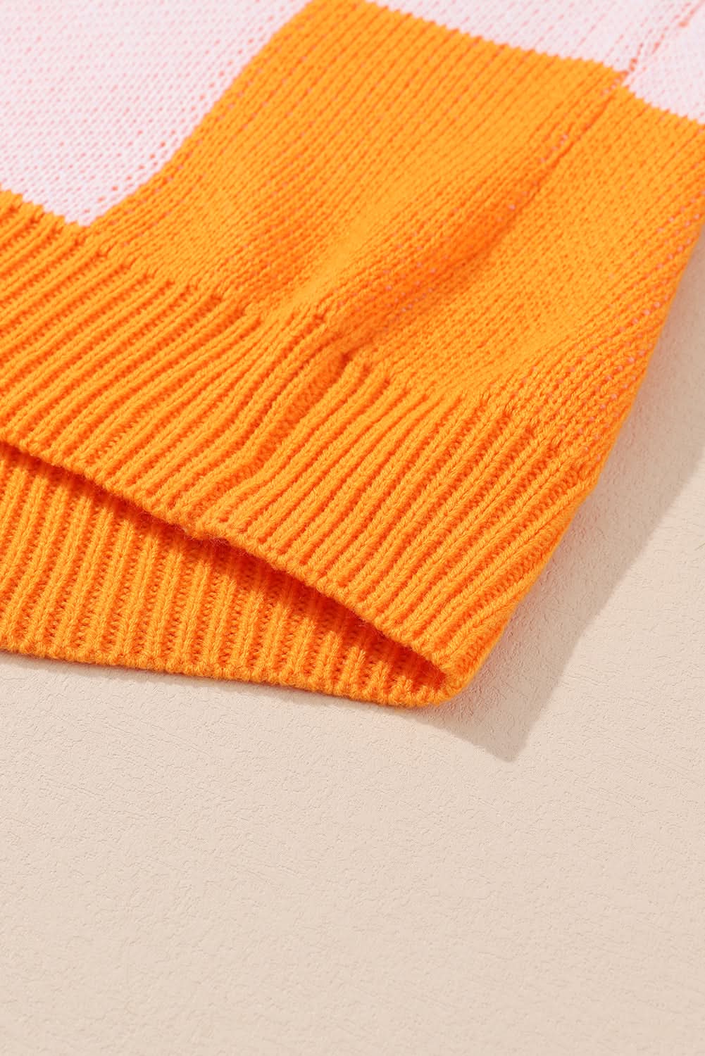 Orange Checkered Bishop Sleeve Sweater - Love Salve 
