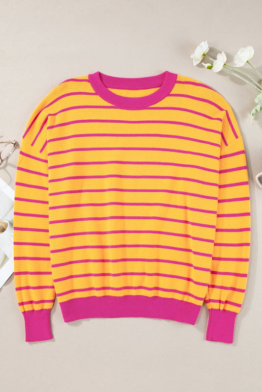 Casual orange striped sweater - Love Salve 