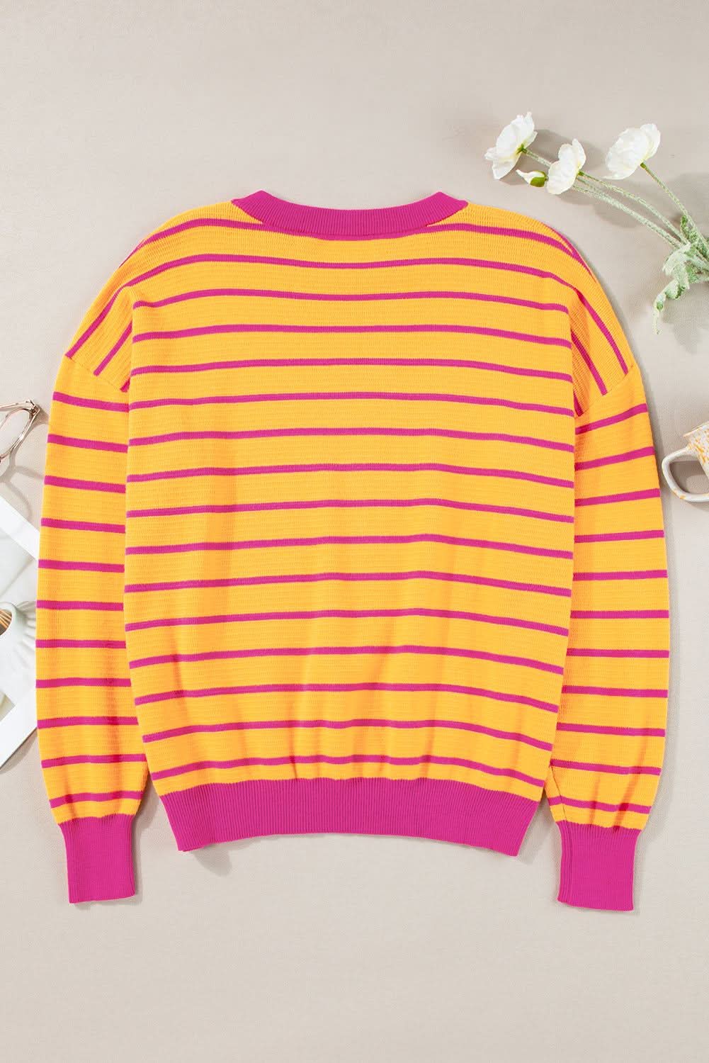 Casual orange striped sweater - Love Salve 