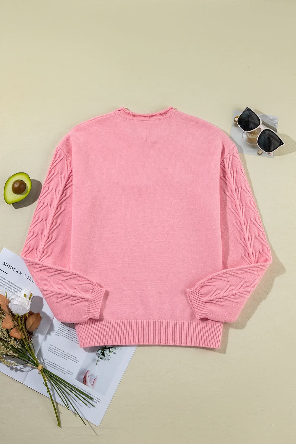 Peach blossom floral knit sweater - Love Salve 