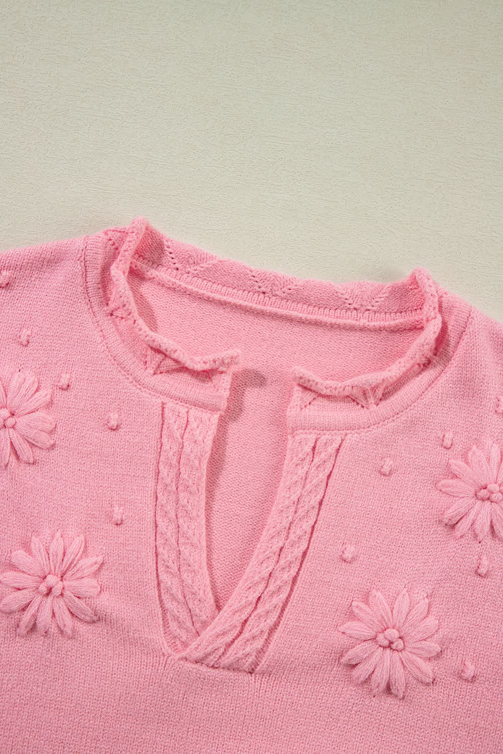 Peach blossom floral knit sweater - Love Salve 