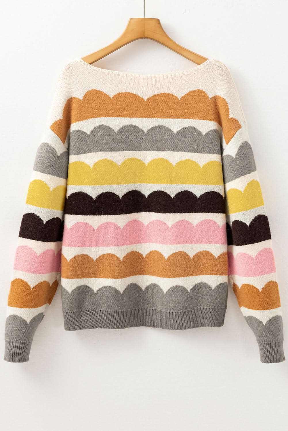 Chic yellow striped balloon sleeve sweater - Love Salve 