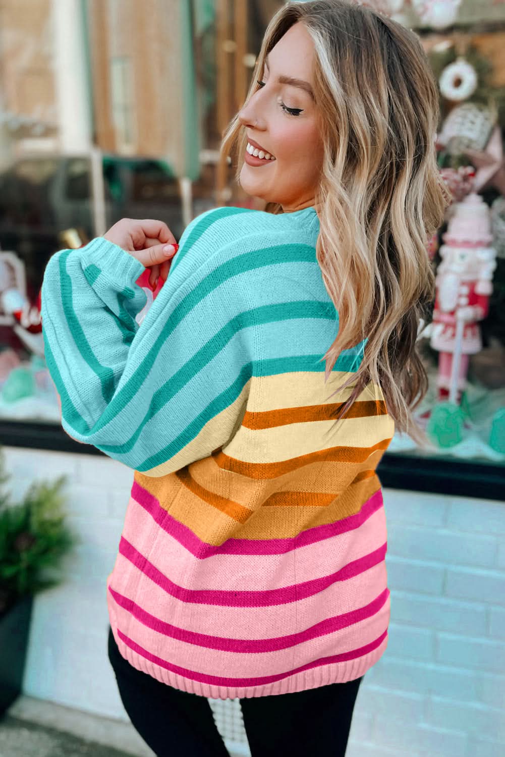 Loose-fit yellow striped sweater - Love Salve 