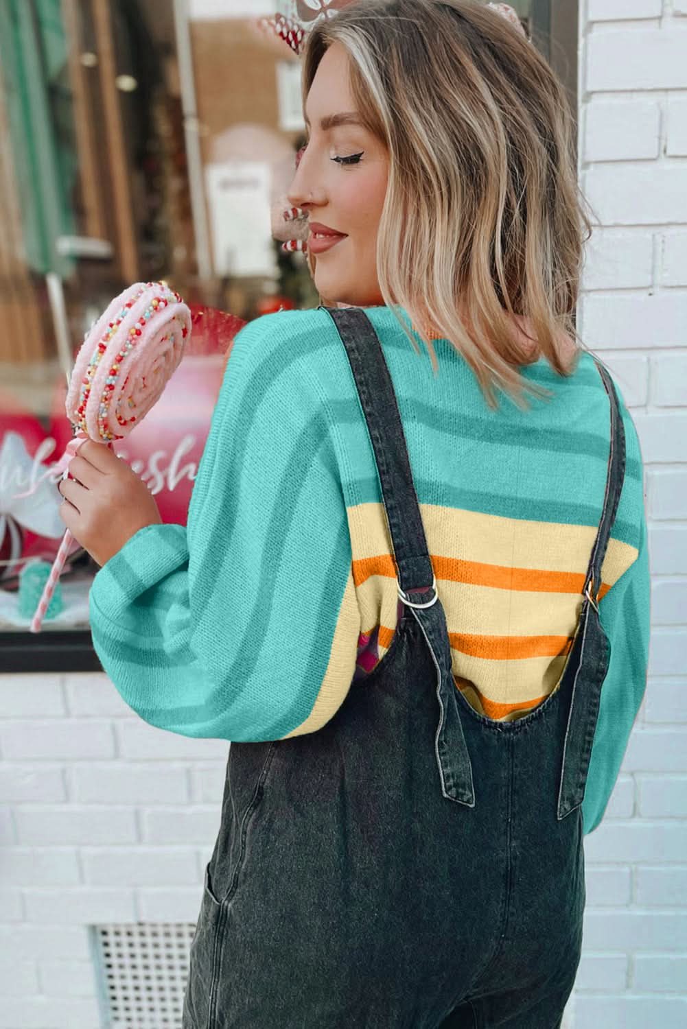 Loose-fit yellow striped sweater - Love Salve 