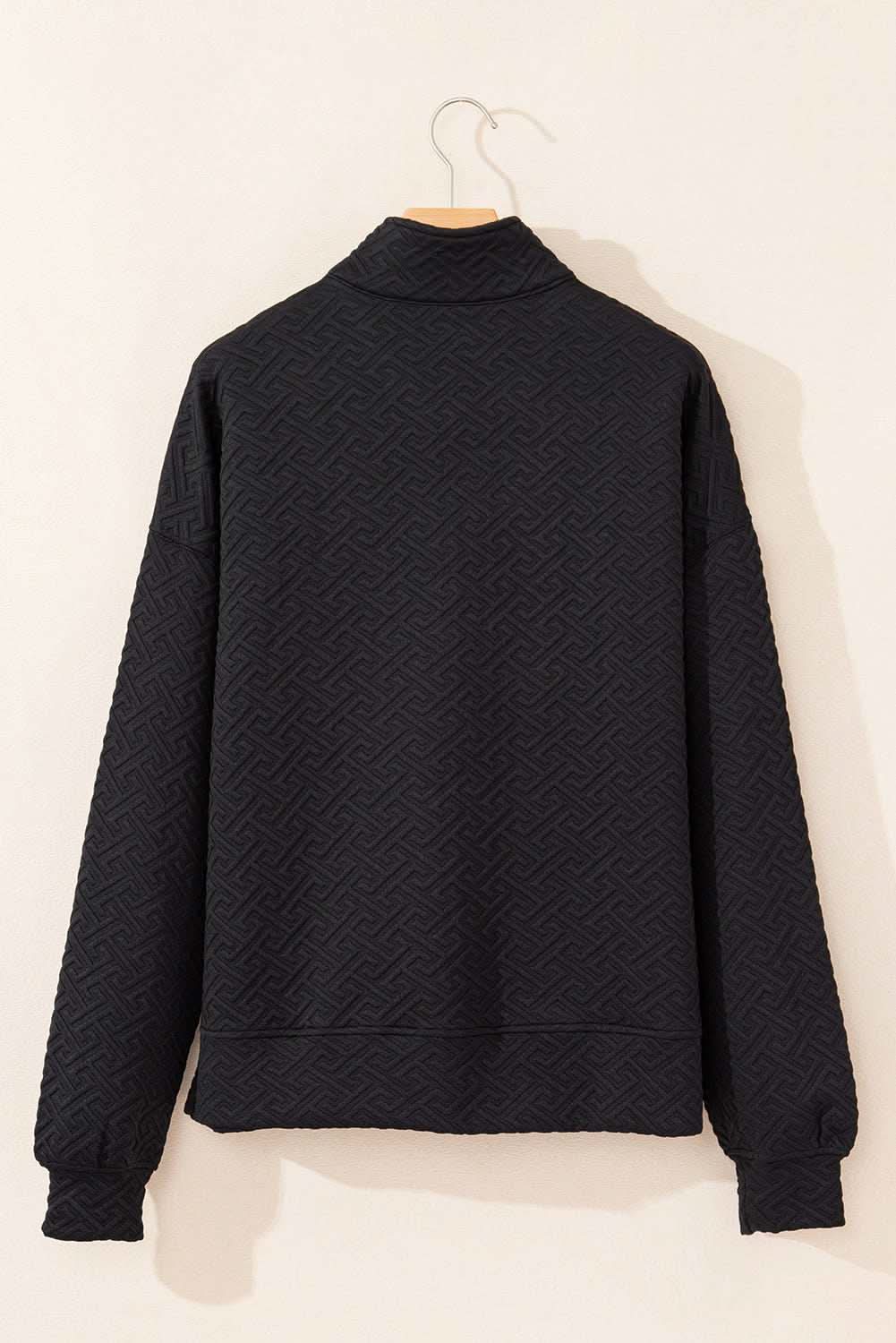 Textured black half-zip sweatshirt - Love Salve 