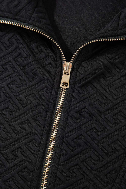 Textured black half-zip sweatshirt - Love Salve 