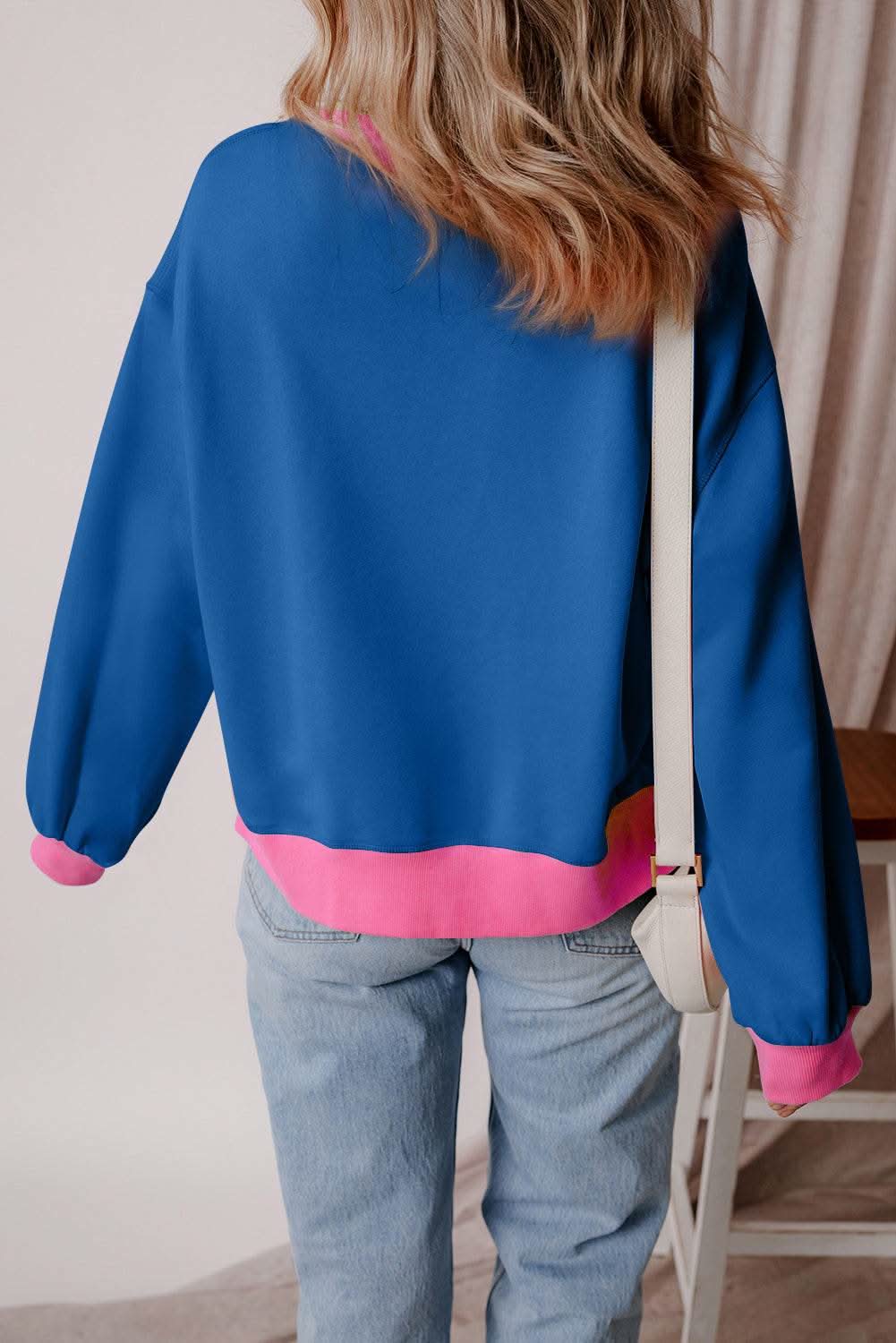 Chic colorblock bubble sleeve sweatshirt - Love Salve 