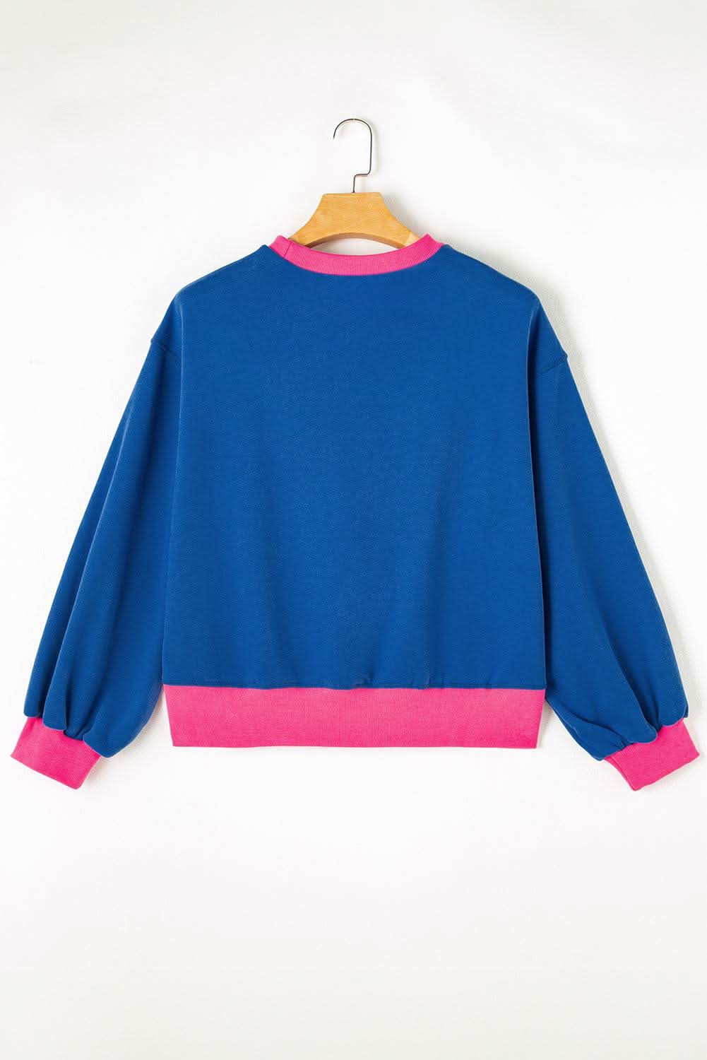 Chic colorblock bubble sleeve sweatshirt - Love Salve 
