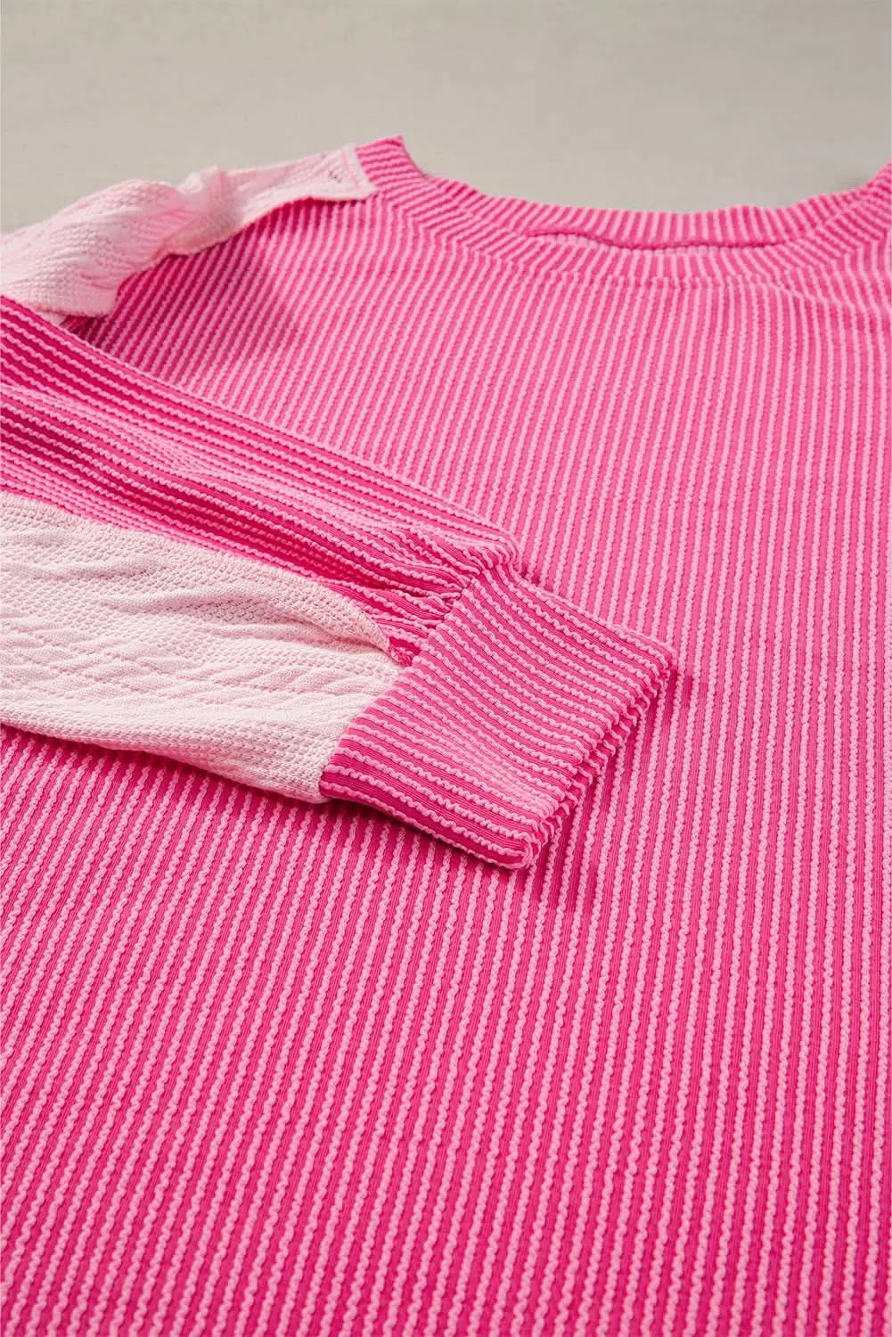 Chic colorblock cable knit sweatshirt - Love Salve 