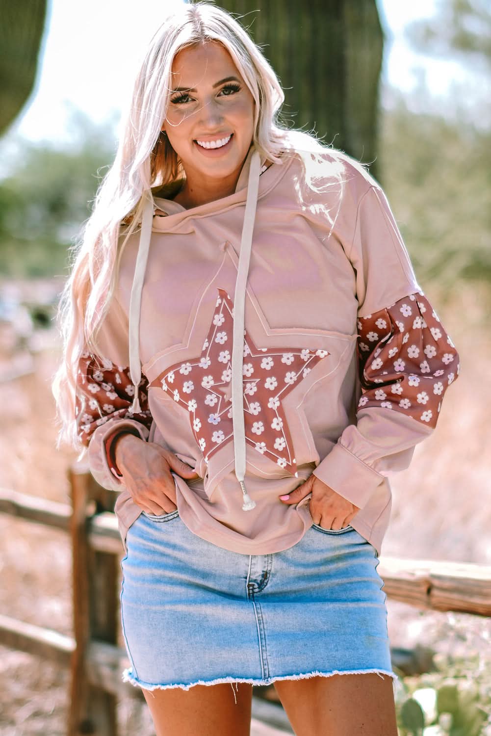 Floral star patchwork hoodie - Love Salve 