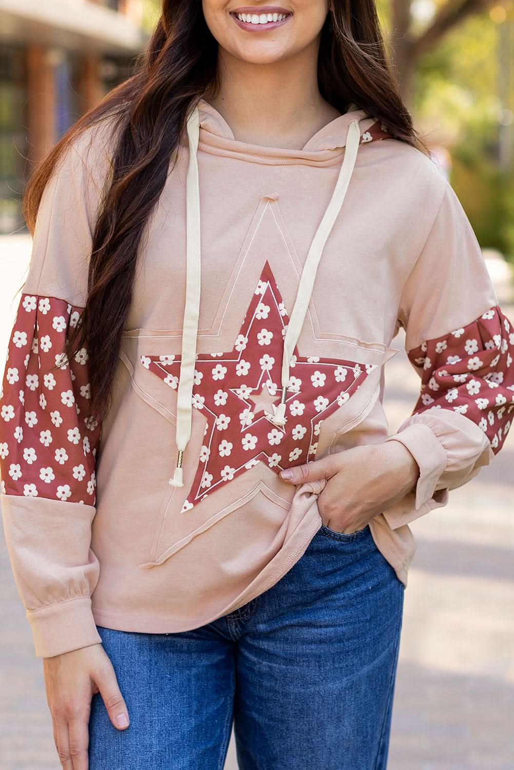Floral star patchwork hoodie - Love Salve 