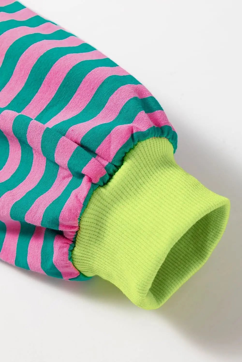 Trendy oversized green striped pullover - Love Salve 