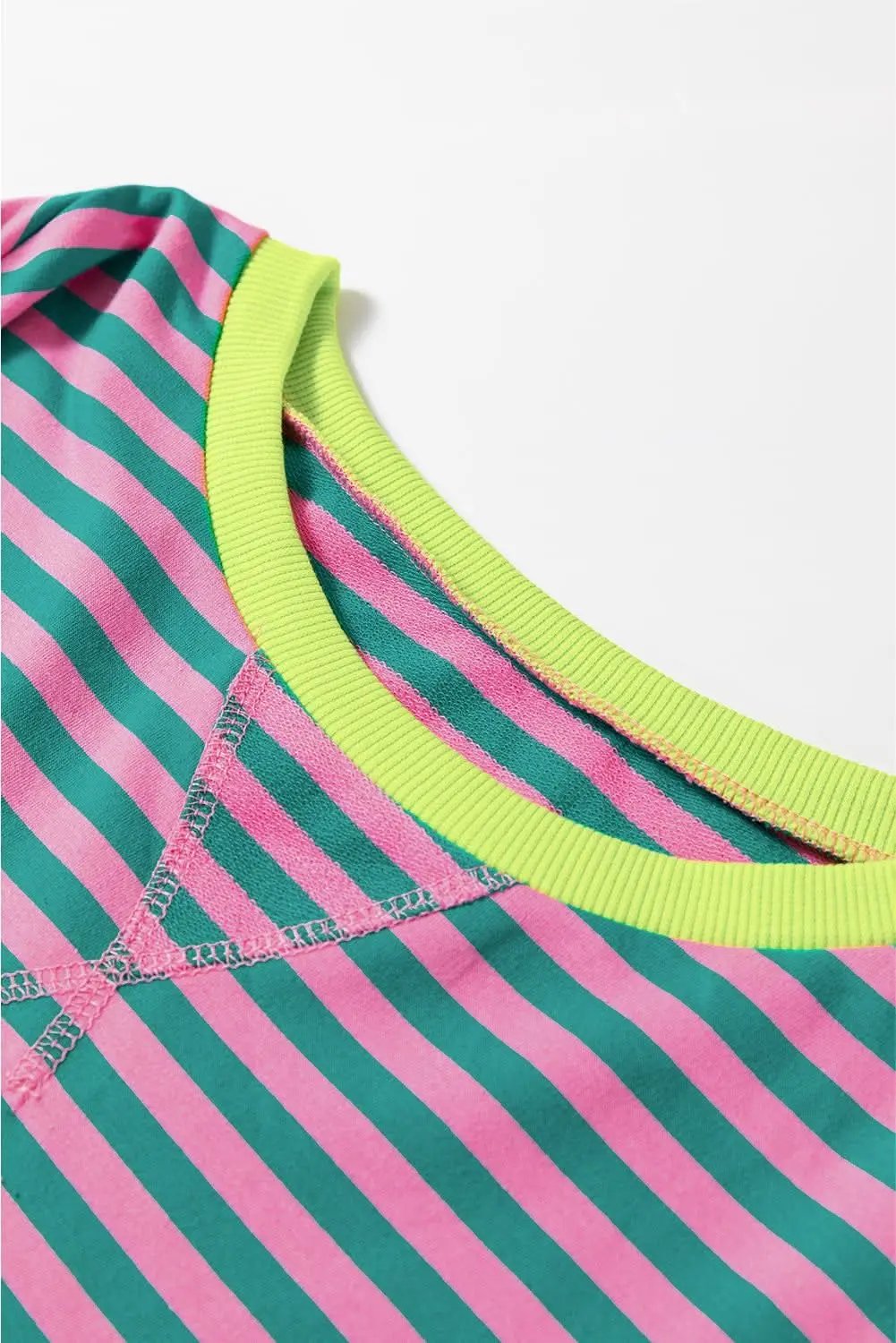 Trendy oversized green striped pullover - Love Salve 