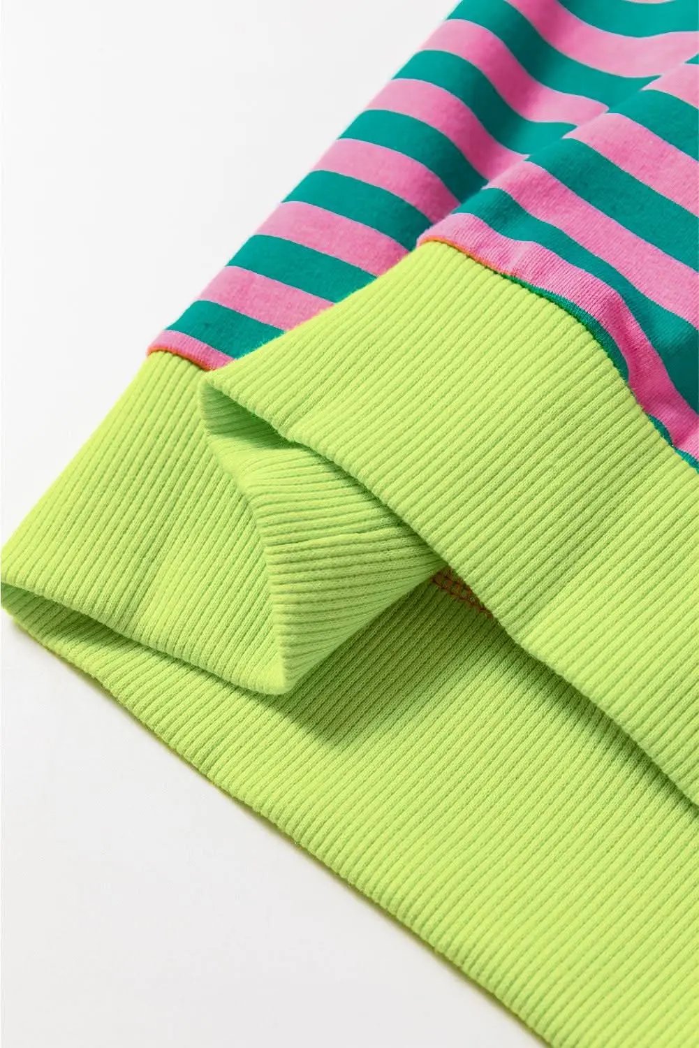 Trendy oversized green striped pullover - Love Salve 