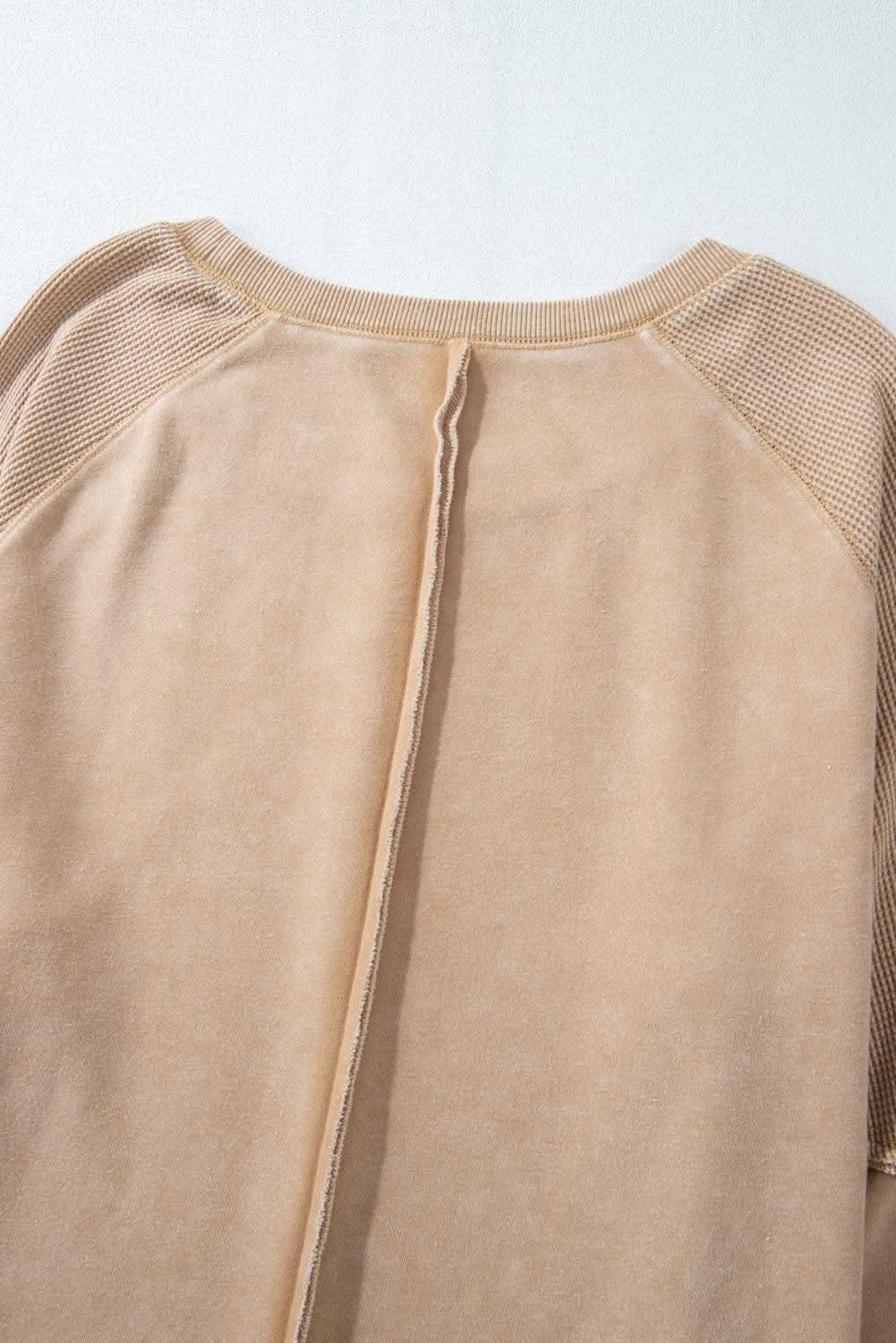 Chic light beige waffle knit sweatshirt - Love Salve 
