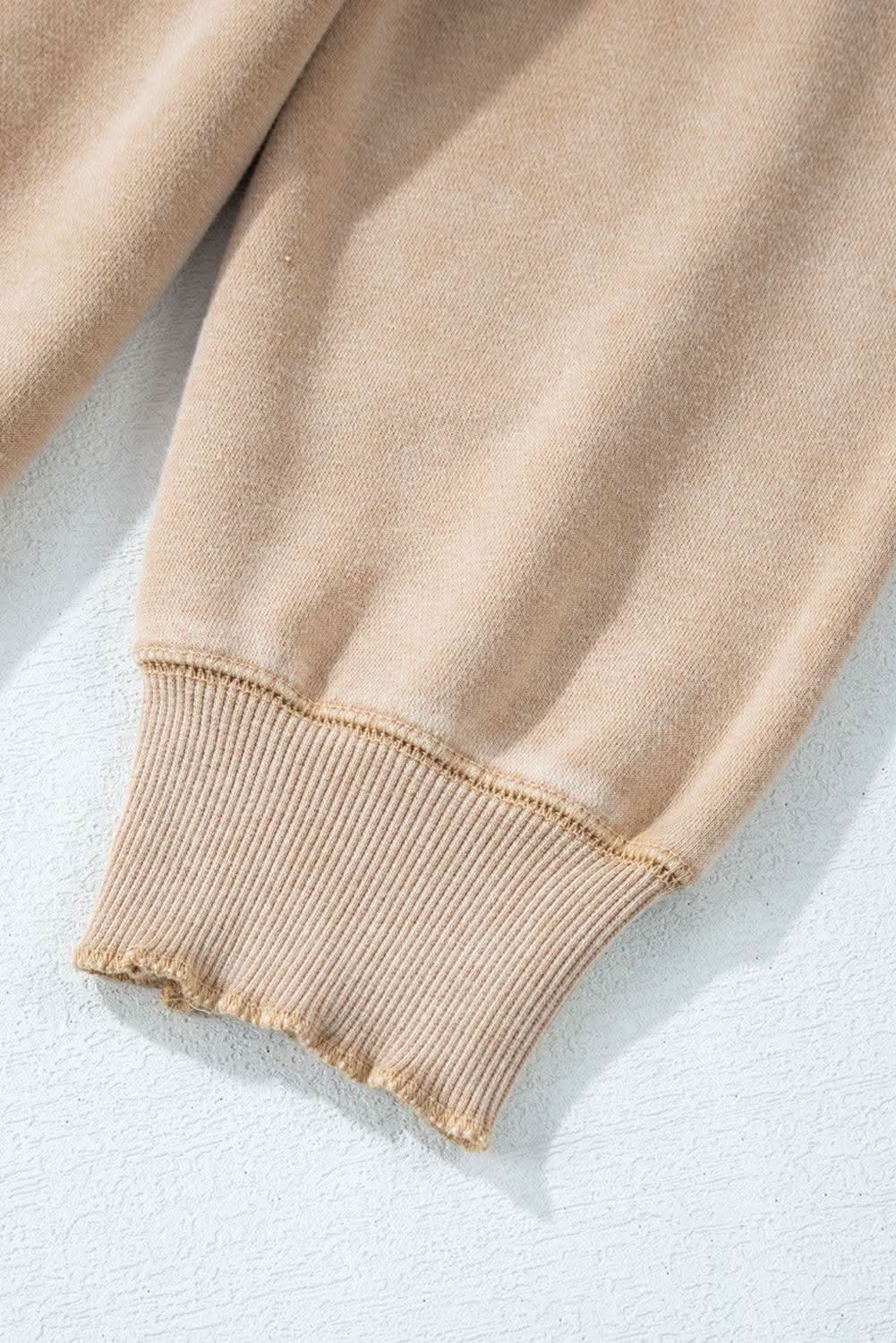 Chic light beige waffle knit sweatshirt - Love Salve 