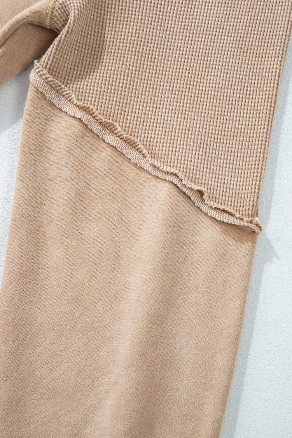 Chic light beige waffle knit sweatshirt - Love Salve 