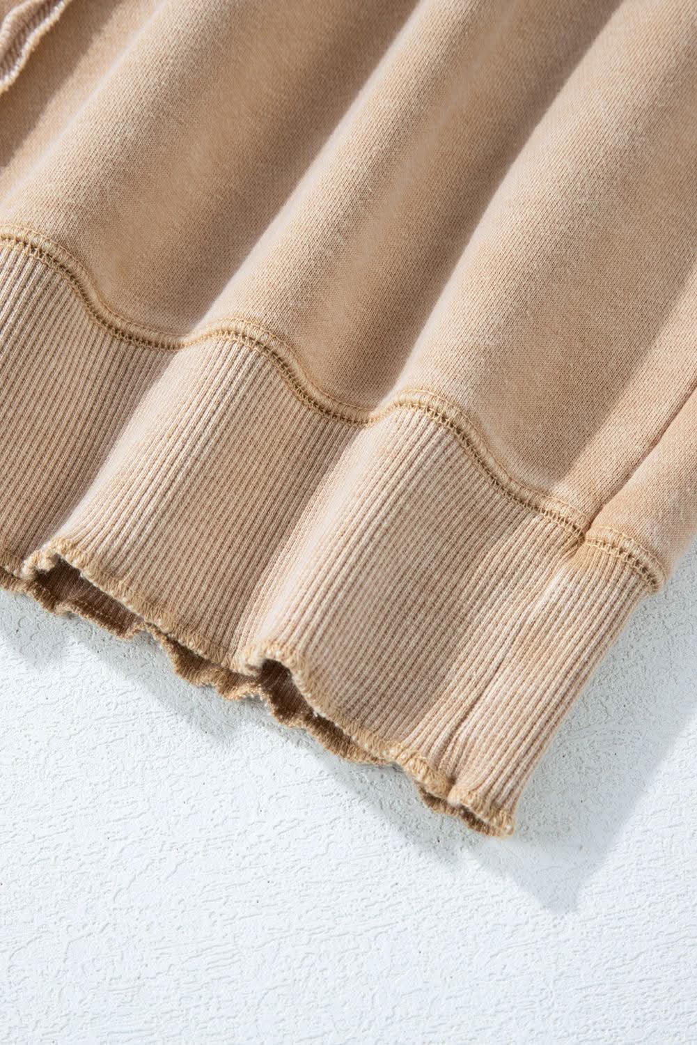 Chic light beige waffle knit sweatshirt - Love Salve 