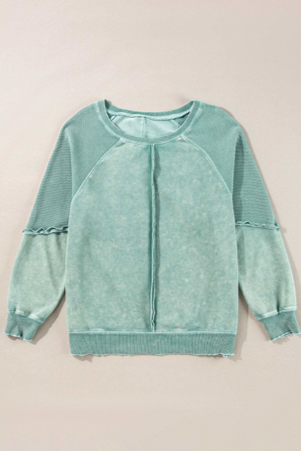 Mineral blue waffle knit sweatshirt - Love Salve 