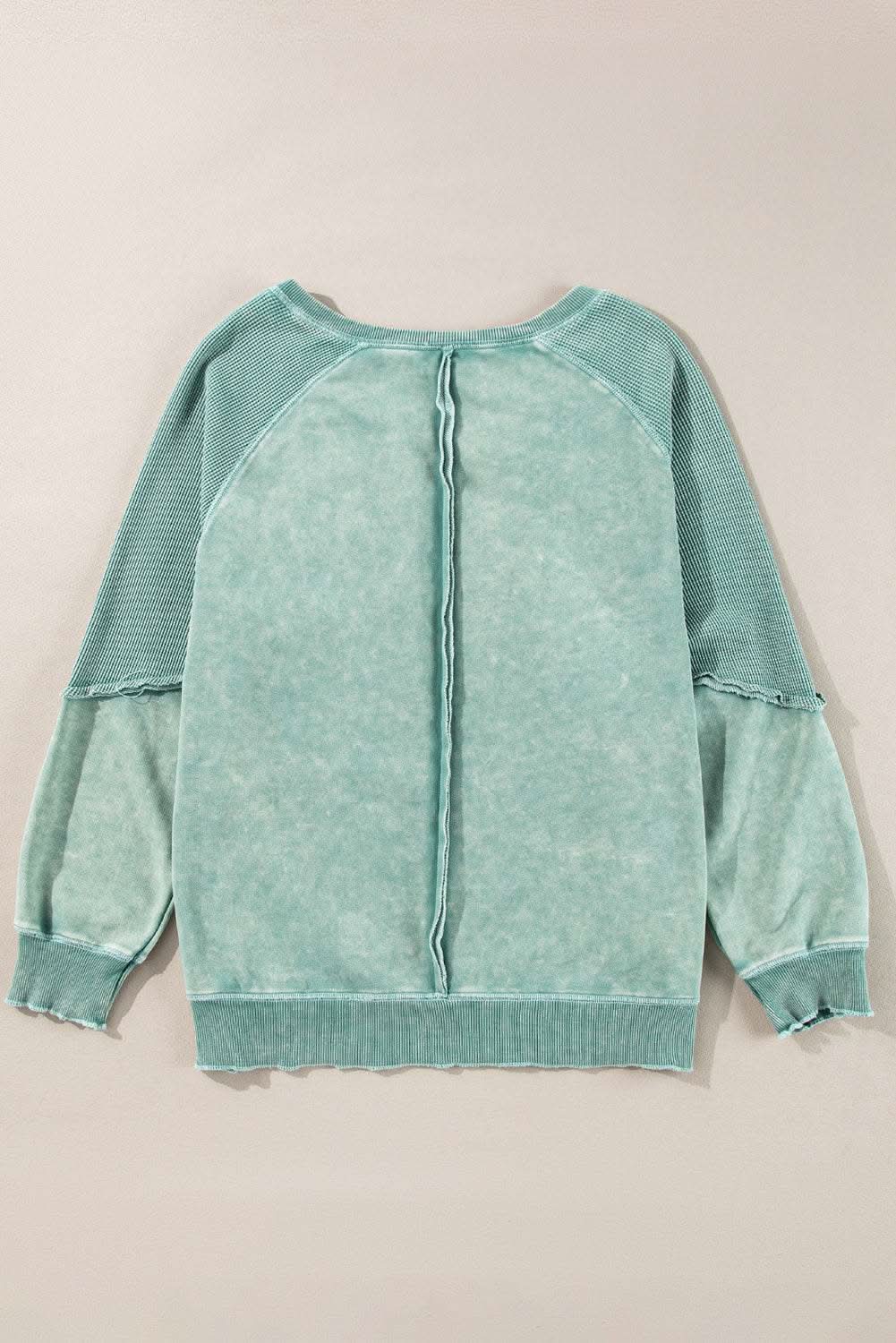 Mineral blue waffle knit sweatshirt - Love Salve 