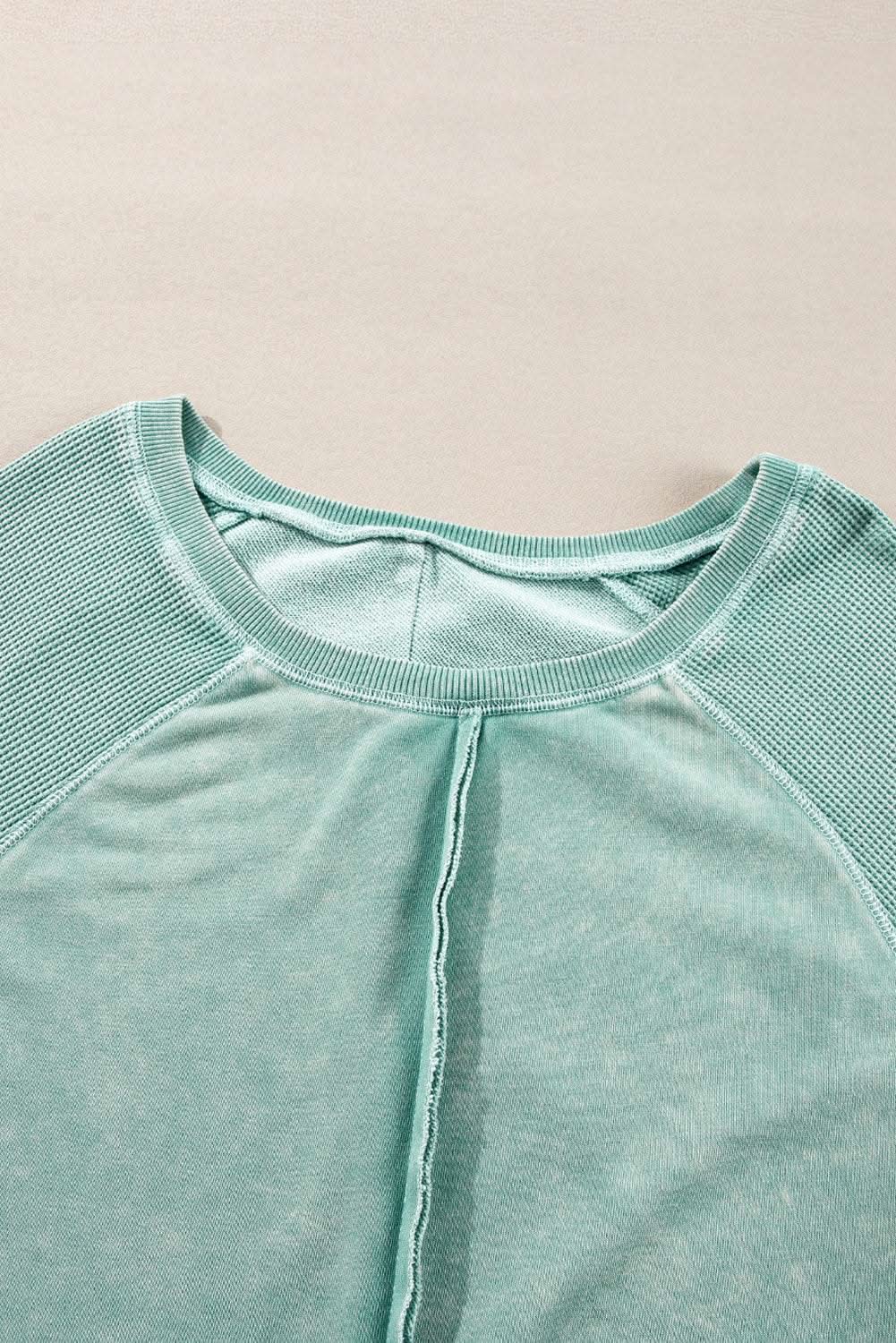 Mineral blue waffle knit sweatshirt - Love Salve 