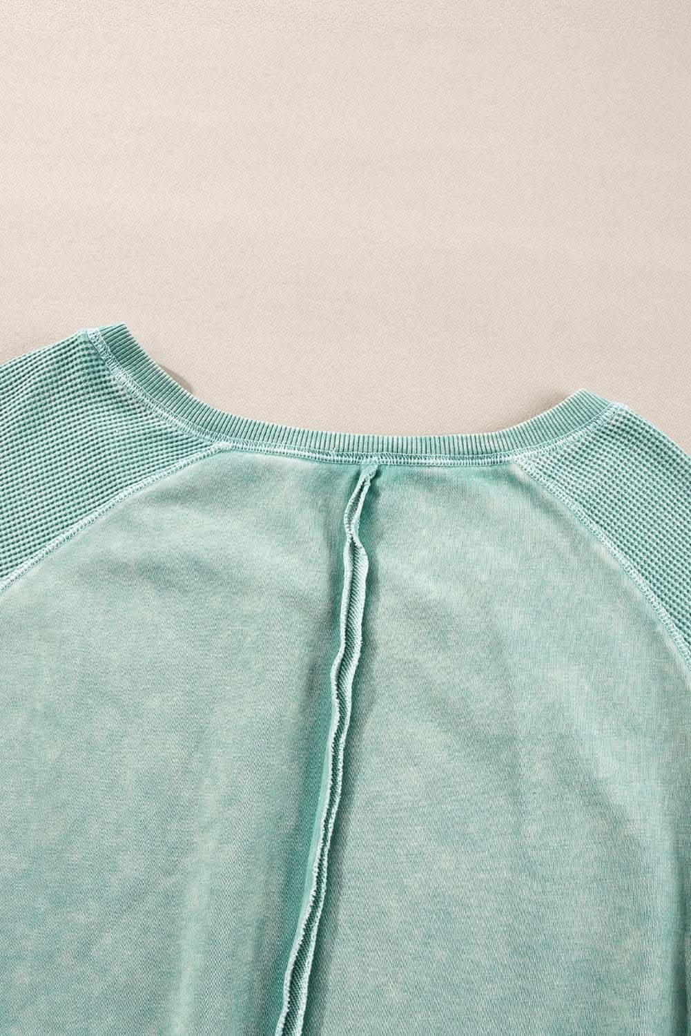 Mineral blue waffle knit sweatshirt - Love Salve 