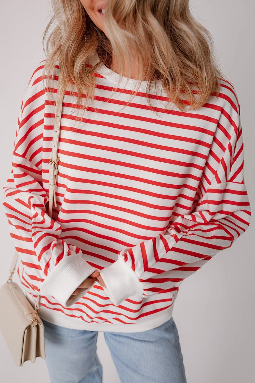 Chic orange stripe oversized sweatshirt - Love Salve 