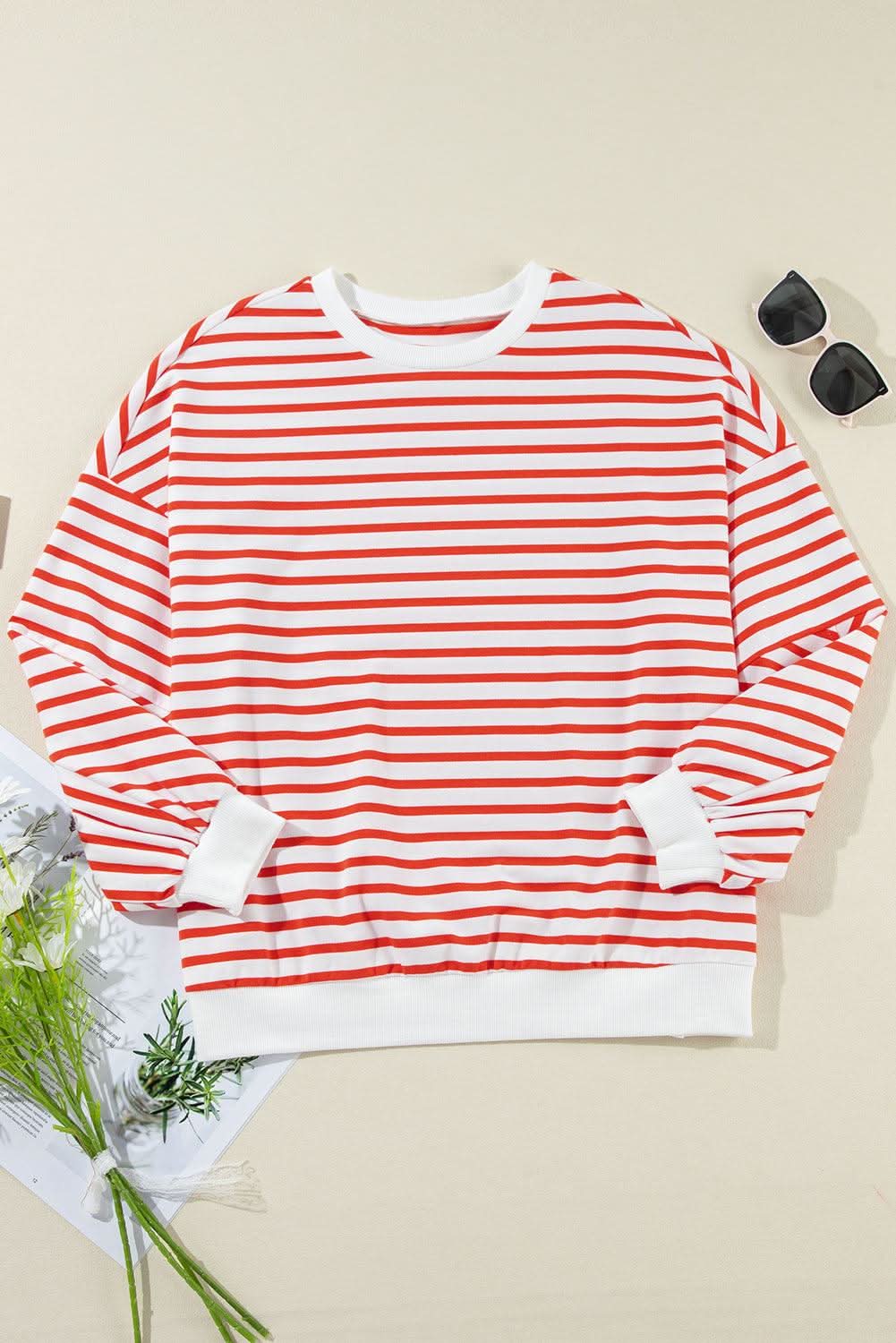 Chic orange stripe oversized sweatshirt - Love Salve 