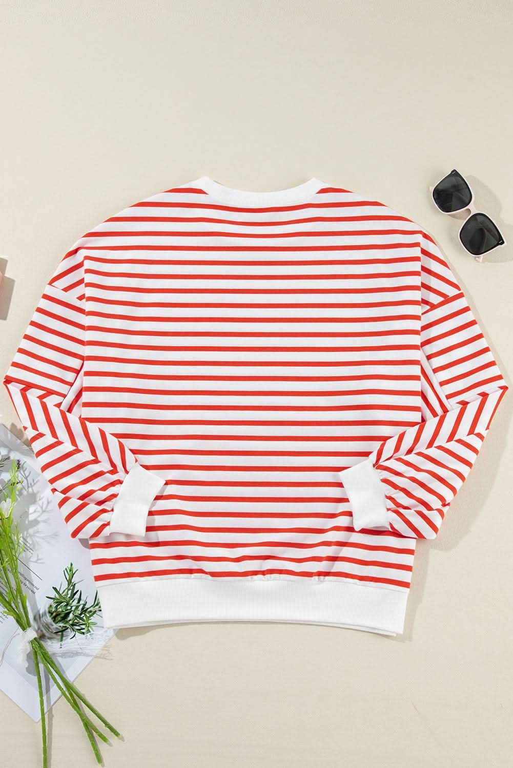 Chic orange stripe oversized sweatshirt - Love Salve 