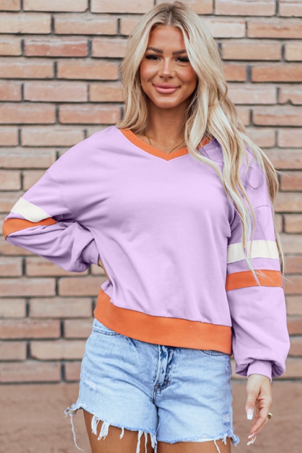 Orchid bouquet v-neck sweatshirt - Love Salve 