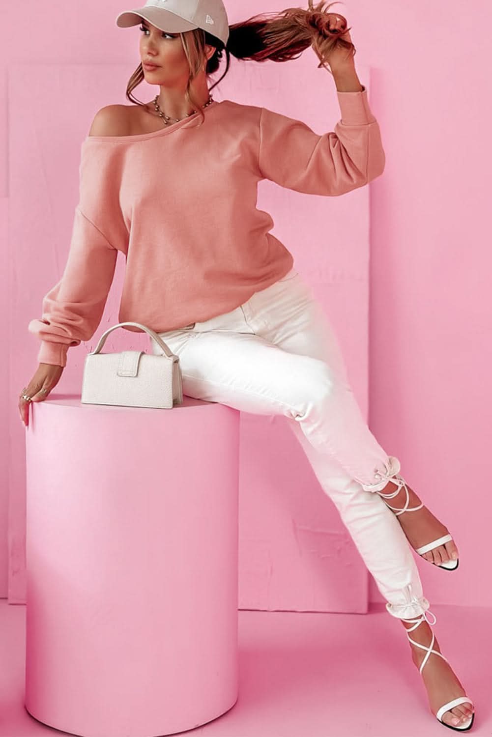 Pale chestnut back bow sweatshirt - Love Salve 