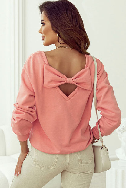 Pale chestnut back bow sweatshirt - Love Salve 